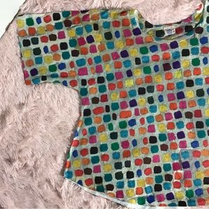Et Lois colorful square pattern gray top